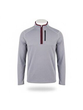 Liberty Pro Mens Gray  Quarter-Zip Athletic Pullover With Burgundy Trim Size S